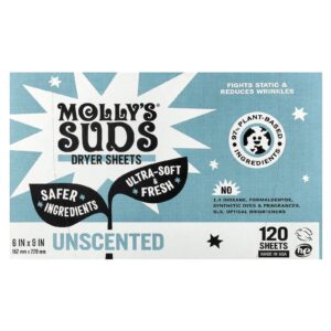 Mollys Suds Folhas de Secador Sem Perfume 120 Folhas