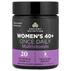 Ancient Nutrition Multivitamínico Uma Vez ao Dia para Mulheres Acima de 40 Anos 30 Cápsulas