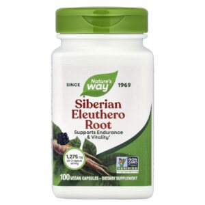 Natures Way Raiz de Eleutero Siberiano 100 Cápsulas Veganas (425 mg por Cápsula)