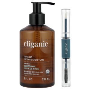 Cliganic Dose de Intense Moisture™ Conjunto para Cílios e Sobrancelhas de Óleo de Rícino Orgânico 237 ml (8 fl oz)