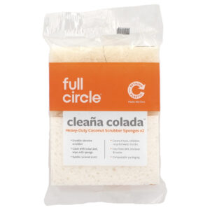 Full Circle Cleana Colada Esponjas de Coco para Serviços Pesados 2 Pacotes