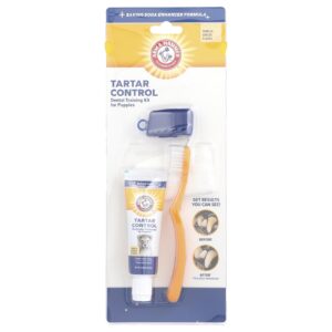 Arm & Hammer Controle de Tártaro Kit de Treinamento Dental para Cachorros Baunilha e Gengibre Kit de 4 Peças