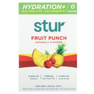 Stur Mistura para Hidratação + Eletrólitos + Antioxidantes Ponche de Frutas 8 Sticks 4 g (014 oz) Cada