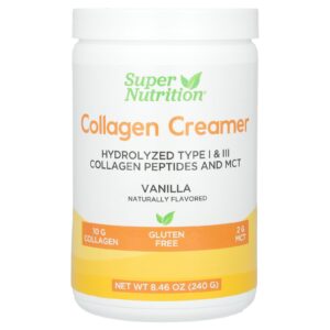 Super Nutrition Creme de Colágeno com Hidrolisado dos Tipos 1 e 3 Cálcio Proteína e Ferro Baunilha 240 g (846 oz)