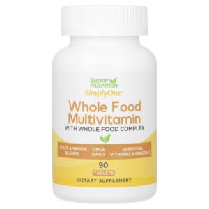 Super Nutrition SimplyOne® Multivitamínico Integral com Vitaminas A e C Minerais e Enzimas 90 Comprimidos