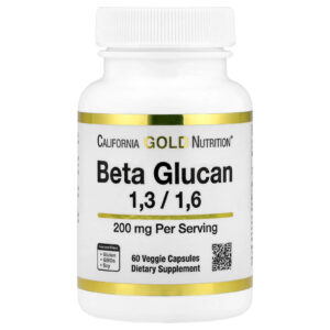 California Gold Nutrition Betaglucano 1-3 1-6 200 mg 60 Cápsulas Vegetais