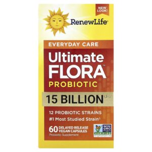 Renew Life Ultimate Flora™ Probiótico para Cuidados Diários 60 Cápsulas Veganas de Liberação Retardada