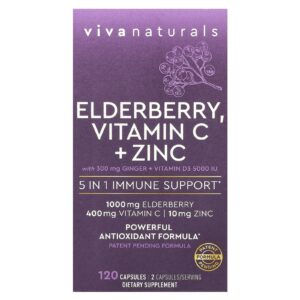 Viva Naturals Sabugueiro Vitamina C + Zinco 120 Cápsulas