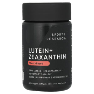 Sports Research Luteína + Zeaxantina À Base de Plantas 120 Cápsulas Softgel Vegetais