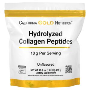 California Gold Nutrition Peptídeos de Colágeno Hidrolisado Tipos I e III Sem Sabor 460 g (101 lb)