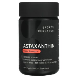 Sports Research Astaxanthin Força Tripla 12 mg 60 Cápsulas Softgel