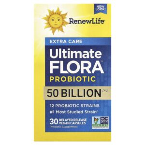 Renew Life Probiótico Ultimate Flora™ 50 Bilhões de UFCs 30 Cápsulas Veganas de Liberação Retardada