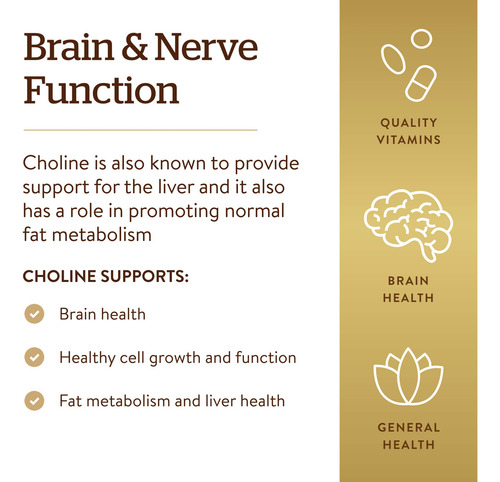 Suplemento Solgar Choline 350 Mg 100 Cápsulas Vegetais - Imagem 4