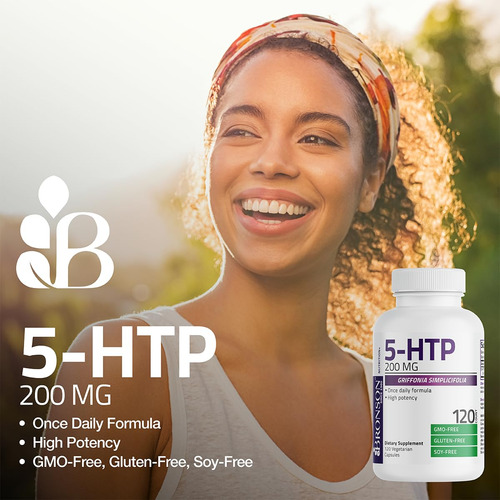 Suplemento Bronson 5-htp 200 Mg (5-hidroxitriptofano) 120 Cá - Imagem 3
