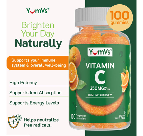 Gomas De Vitamina C Yumvs Para Adultos - 250 Mg De Laranja - Imagem 3