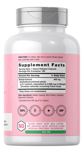 Suplemento: Cápsulas Horbäach Shilajit 2.000 Mg 100 Unidad - Imagem 2