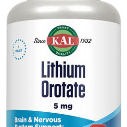 Suplemento Kal Lithium Orotato 5mg Para Suporte Cerebral 180
