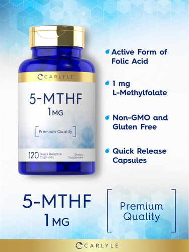 Suplemento Carlyle 5 Mthf L-metilfolato 1 Mg 120 Cápsulas - Imagem 4