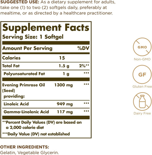 Solgar Óleo De Prímula 1300 Mg - 60 Cápsulas Softgel Pacote - Imagem 2