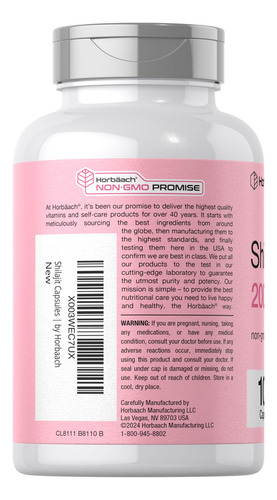 Suplemento: Cápsulas Horbäach Shilajit 2.000 Mg 100 Unidad - Imagem 3