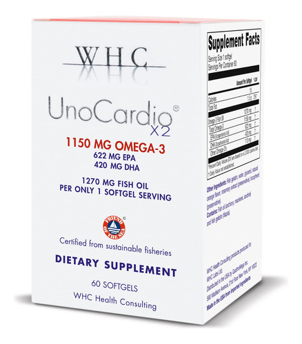 Suplemento Whc Unocardio X2 Óleo De Peixe 1270 Mg Ômega-3 60
