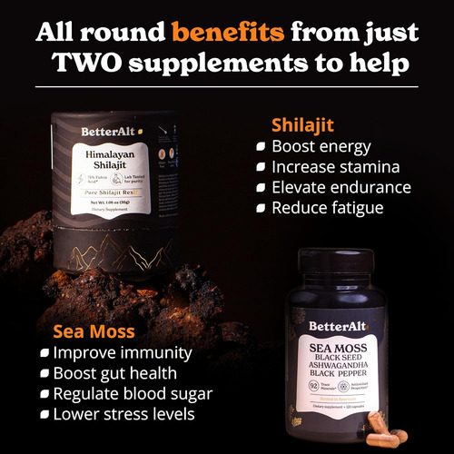 Resina Shilajit 30 G E Cápsulas De Musgo Marinho Energy Duo - Imagem 2