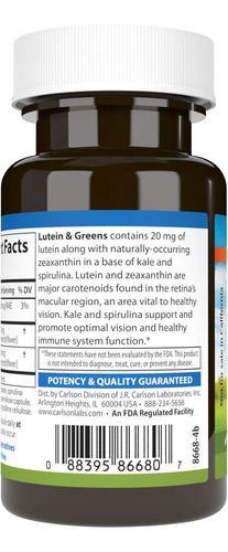 Carlson Luteína E Verdes 20 Mg Suporte Visual 30 Cáps. - Imagem 9