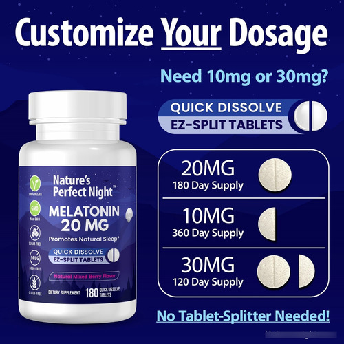 Suplemento Nature"s Perfect Night Melatonina 20 Mg 180 Compr - Imagem 5