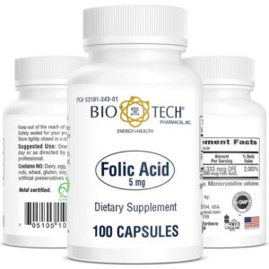 Suplemento De Ácido Fólico Farmacêutico Bio-tech 5 Mg (100 C