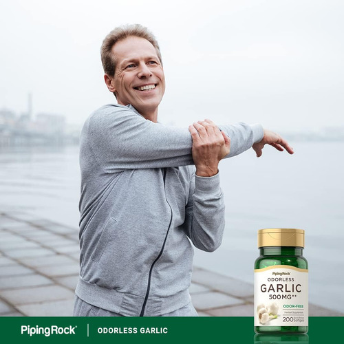 Cápsulas De Alho Inodoras Piping Rock 500mg 200 Comprimi - Imagem 14