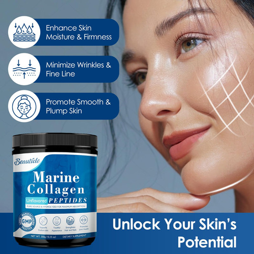 Peptídeos De Colágeno Marinho Em Pó Beautide Com Vitamina C - Imagem 3