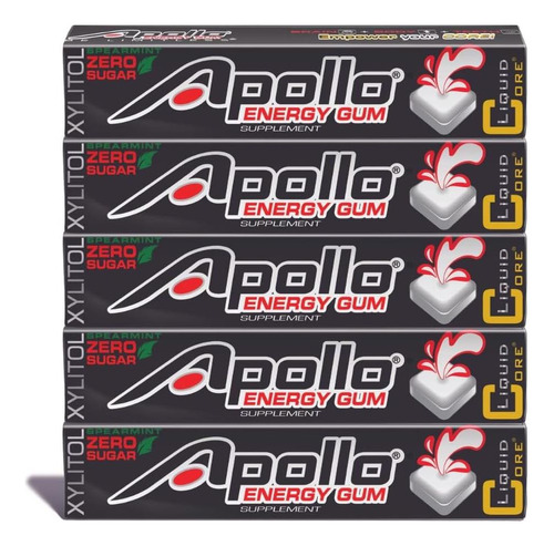 Goma De Energia Apollo Por Núcleo Líquido - 80mg De Cafeína