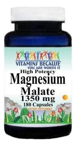 Malato De Magnésio De Alta Potência 1350 Mg 180 Cápsulas Sup - Imagem 3