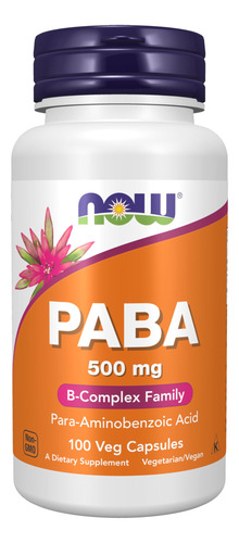 Suplementos Now Foods Paba (para-aminobenzóico)