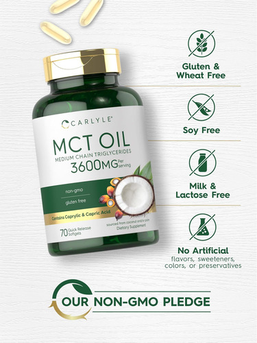 Cápsulas De Óleo Carlyle Mct 3600 Mg 70 Cápsulas Gelatinos - Imagem 5