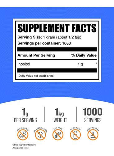 Suplemento De Inositol Bulksupplements.com Inositol Em Pó 1 - Imagem 2