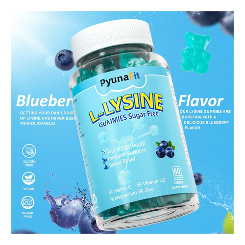 Pyunafit L-lisine Gummies 1000mg 5 Em 1 Força Extra Para Da - Imagem 6
