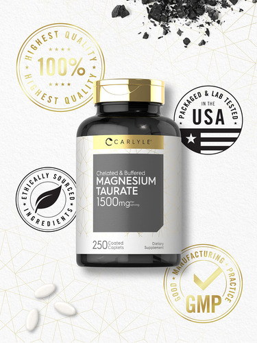 Suplemento Carlyle Taurato De Magnésio 1500mg 250 Comprimido - Imagem 5
