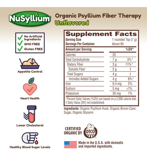 Suplemento De Fibra Dietética Nusyllium Psyllium Husk Powder - Imagem 2