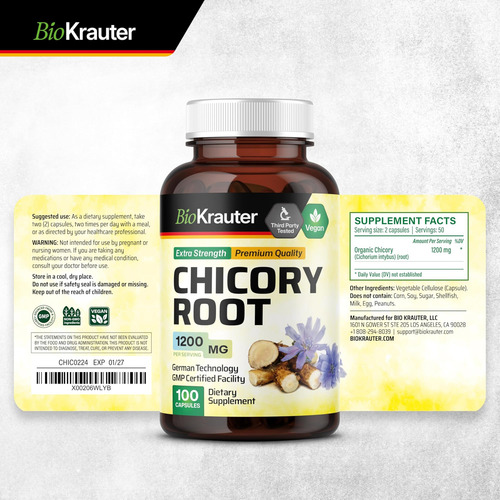 Bio Krauter Chicory Fiber Suplemento - 1200 Mg De Força - 10 - Imagem 7