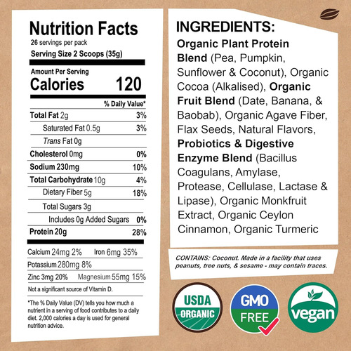 Earthchimp Organic Vegan Protein Powder - Com Probióticos Xc - Imagem 8
