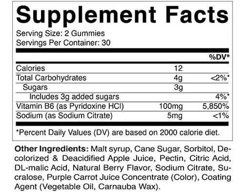 Vitamina B6 100 Mg Sabor De Frutas Vermelhas 60 Gominhas - Imagem 6