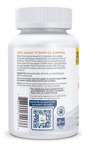Gomas De Vitamina D3 Nordic Naturals Zero Sugar 1000iu 60 Ct - Imagem 3
