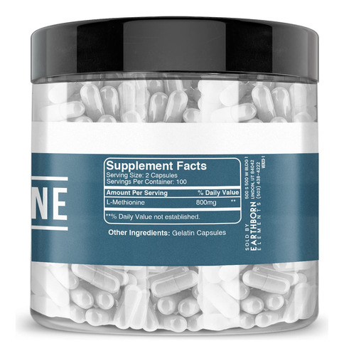 Suplemento Dietético Earthborn Elements L-metionina 200 Cáps - Imagem 4
