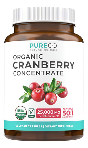 Organic Cranberry Pills - Concentrado 50:1 Equivale A 25.000