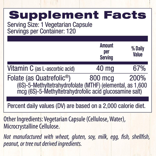 Suplemento Healthy Origins Metil Folato 800mcg 120 Cápsulas - Imagem 5