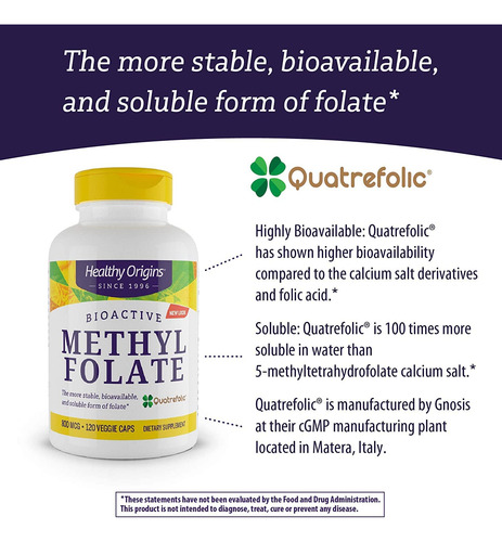 Suplemento Healthy Origins Metil Folato 800mcg 120 Cápsulas - Imagem 7