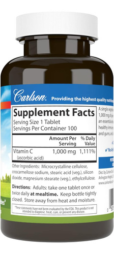 Carlson - Vitamina C 1.000 Mg 100 Contagens - Imagem 2