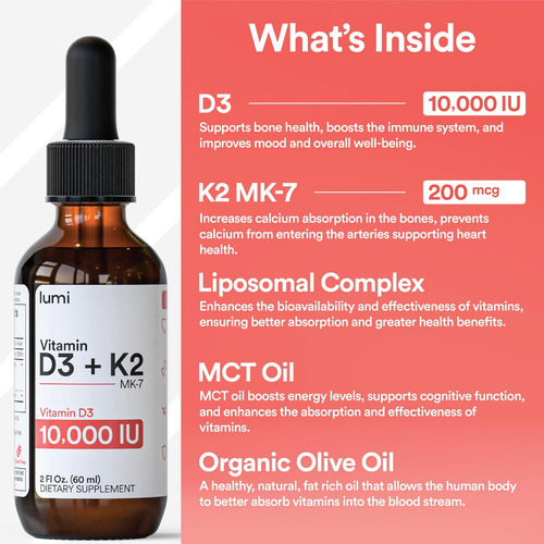 Lumi Vitamina D3 K2 Mk7 Com Óleo Mct - Ui D3 200 Mcg K2 Mk7 - Imagem 9