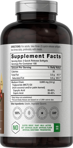 Comprimidos De Óleo Horbäach Keto Mct 3600mg 300 Cápsula - Imagem 9